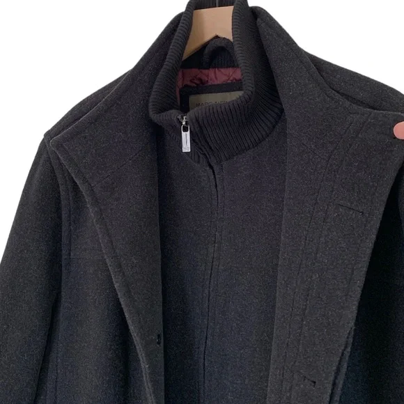 Andrew Marc Charcoal Wool Blend Bib Overcoat - Picture 4 of 10